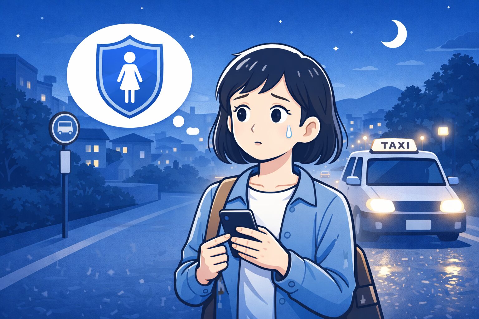 終電後に台数が少ないとき女性が安全に帰る方法