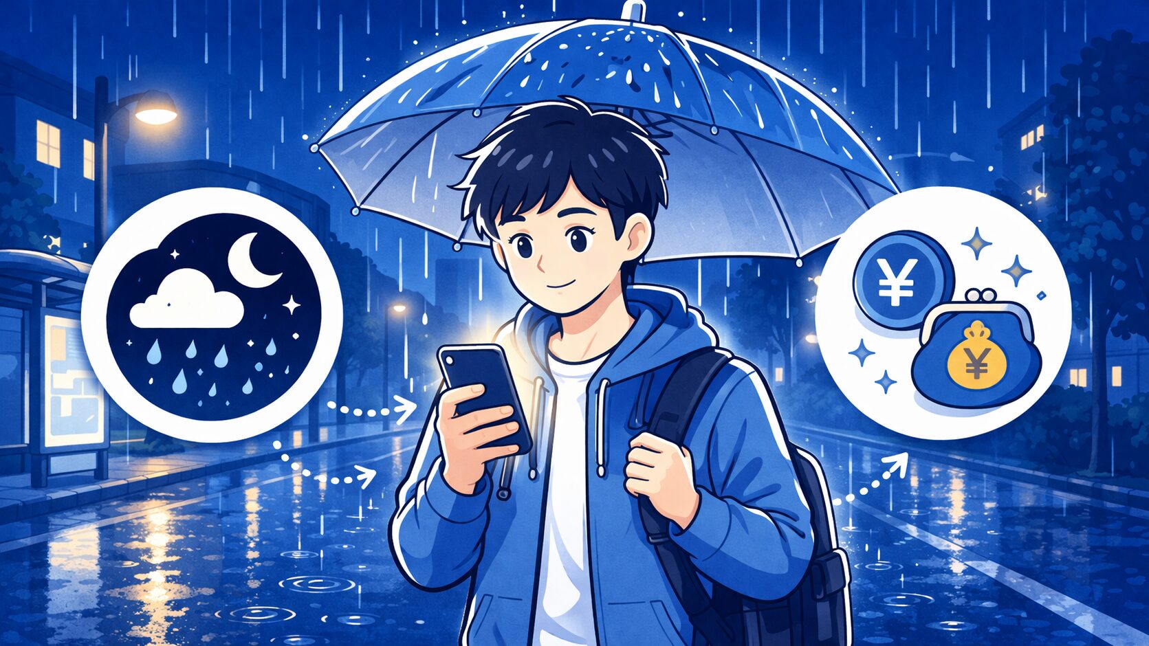 雨の夜にコストを抑えて帰る方法｜学生でも無理なく使える賢い選び方