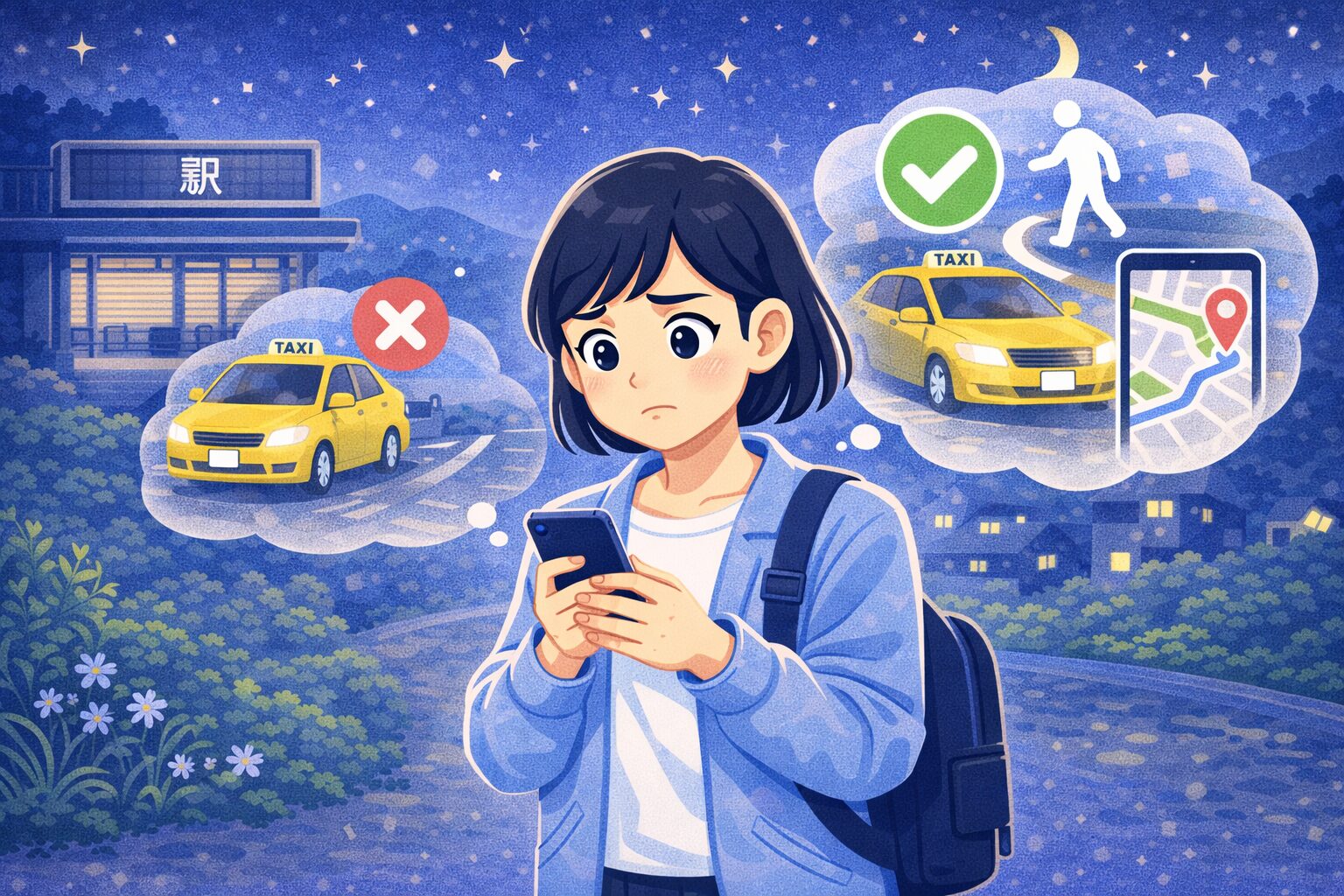 地方の終電後にタクシーが捕まらないときの帰り方｜車がない人向けの現実的な選び方