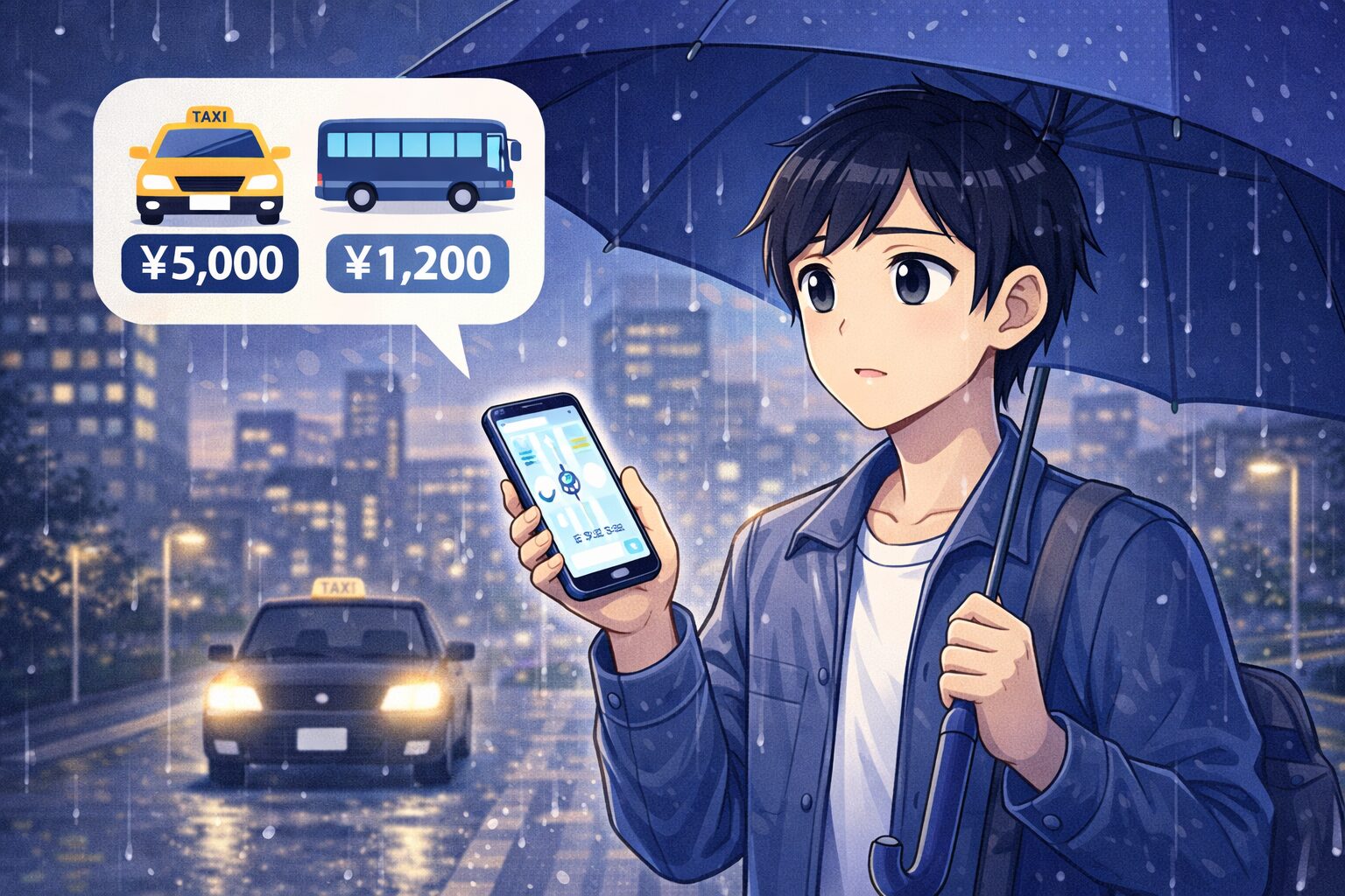 都会の終電後×雨でも損しない｜無駄な出費を防ぐ帰り方の選び方