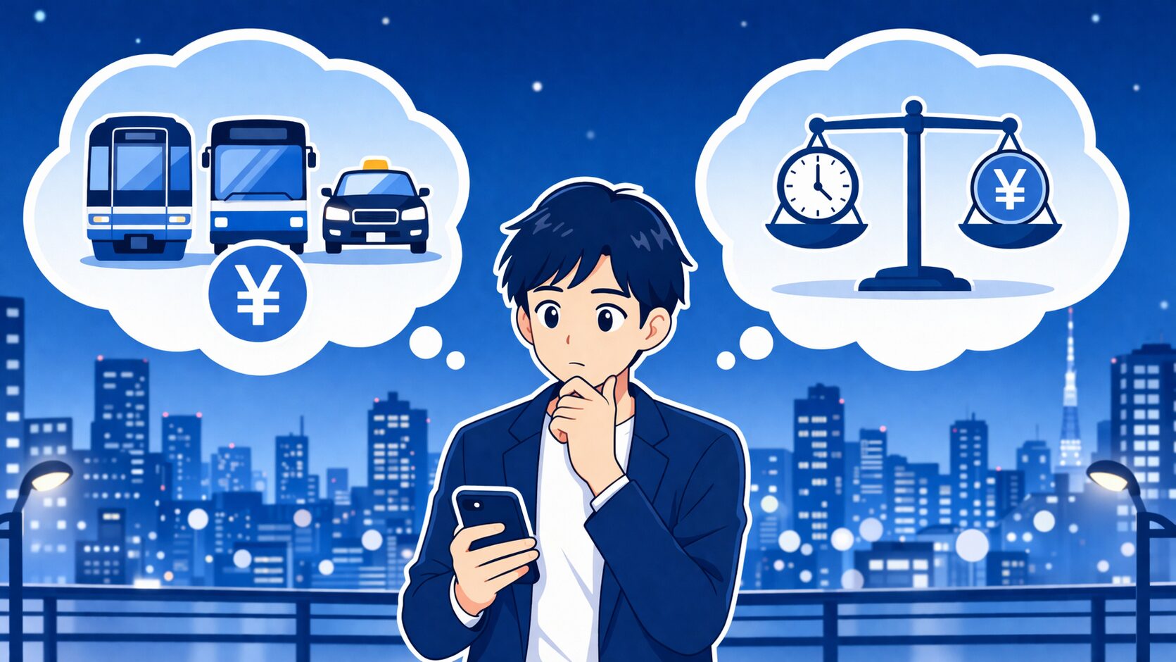 都会の深夜に飲酒後コスパよく帰るための判断基準｜無駄な出費と時間を減らす選び方