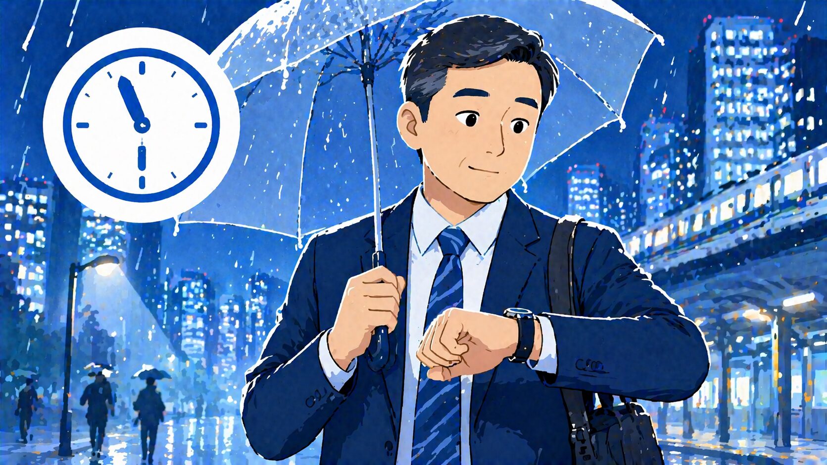 都会の雨の夜、終電を逃さず帰れる人がやっている「30分前の判断」