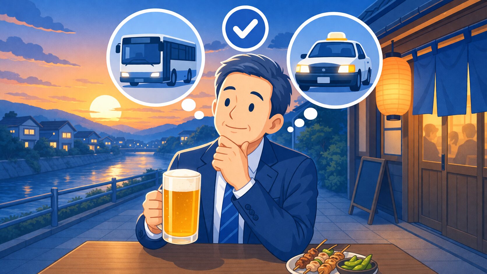 夕方から飲む日に地方で確実に帰るための判断基準