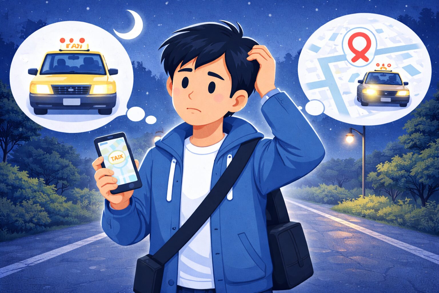 地方の深夜にタクシーが捕まらないときの判断基準
