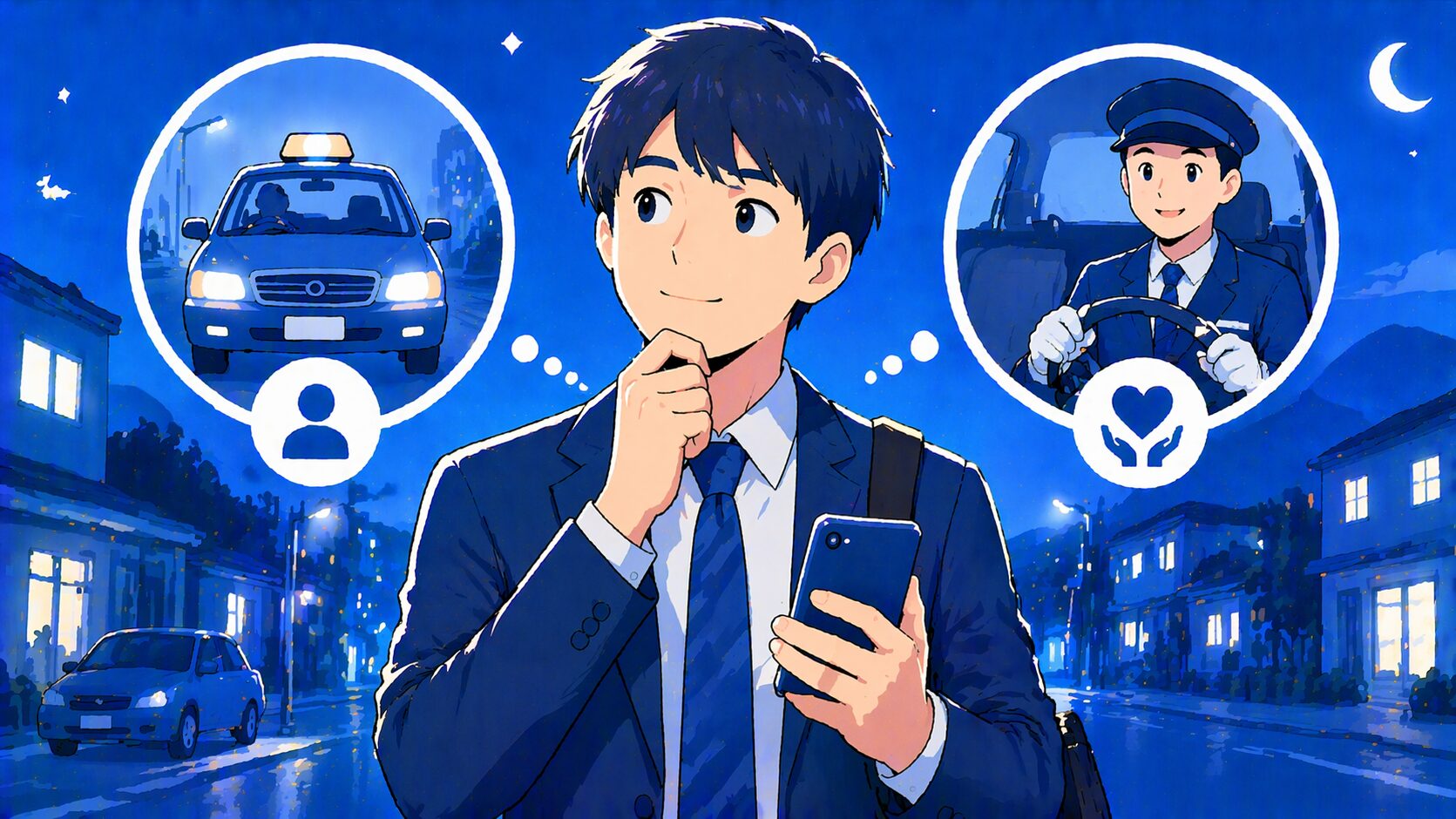 地方の深夜、急いで帰りたいとき——タクシーと運転代行、初めてでも迷わない選び方