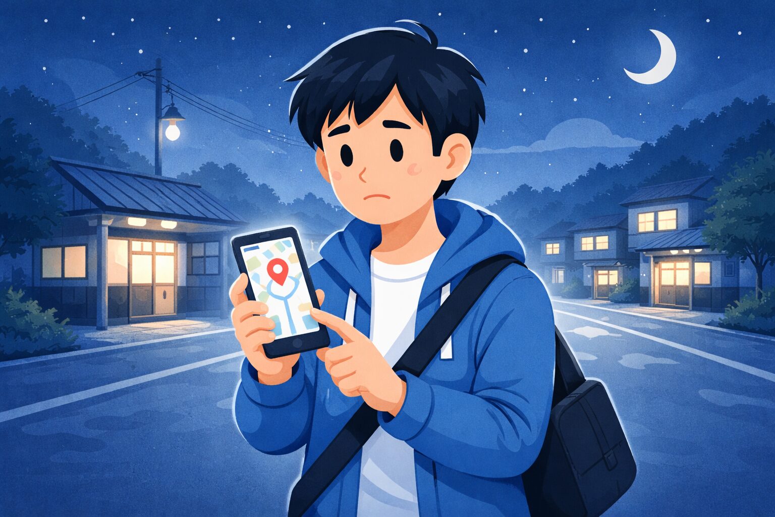 地方の深夜に急ぎつつ確実に帰るための判断