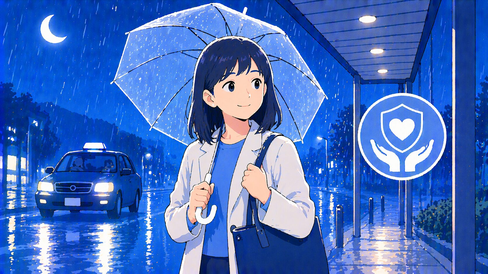 地方の雨の夜、女性が「迷わず・濡れず・安心して」帰宅するための新・比較基準