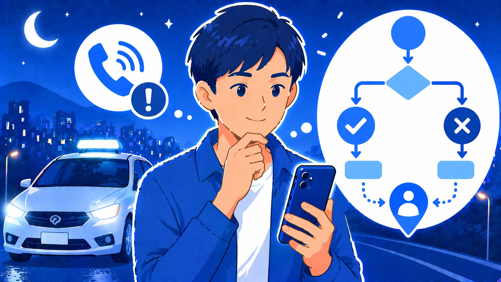 連絡判断の流れ｜運転代行との合流を100%成功させるスマート判断フローチャート